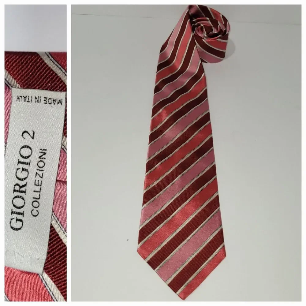 Giorgio 2 Collezioni Red and Pink Striped Silk Tie